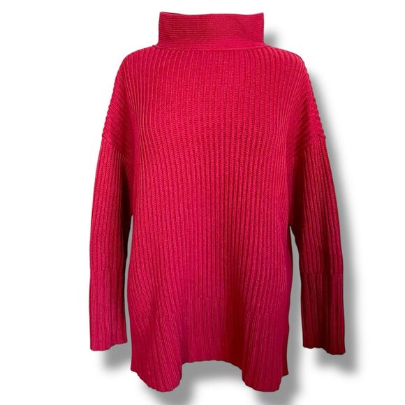 Eileen Fisher Womens Sweater Sz Small Red Organic Cotton Cashmere Minimalist - Picture 2 of 11